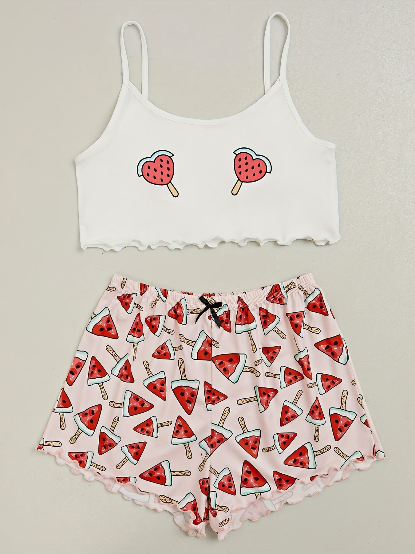 Sleeveless Cami Top & Trim Shorts Pajama Set