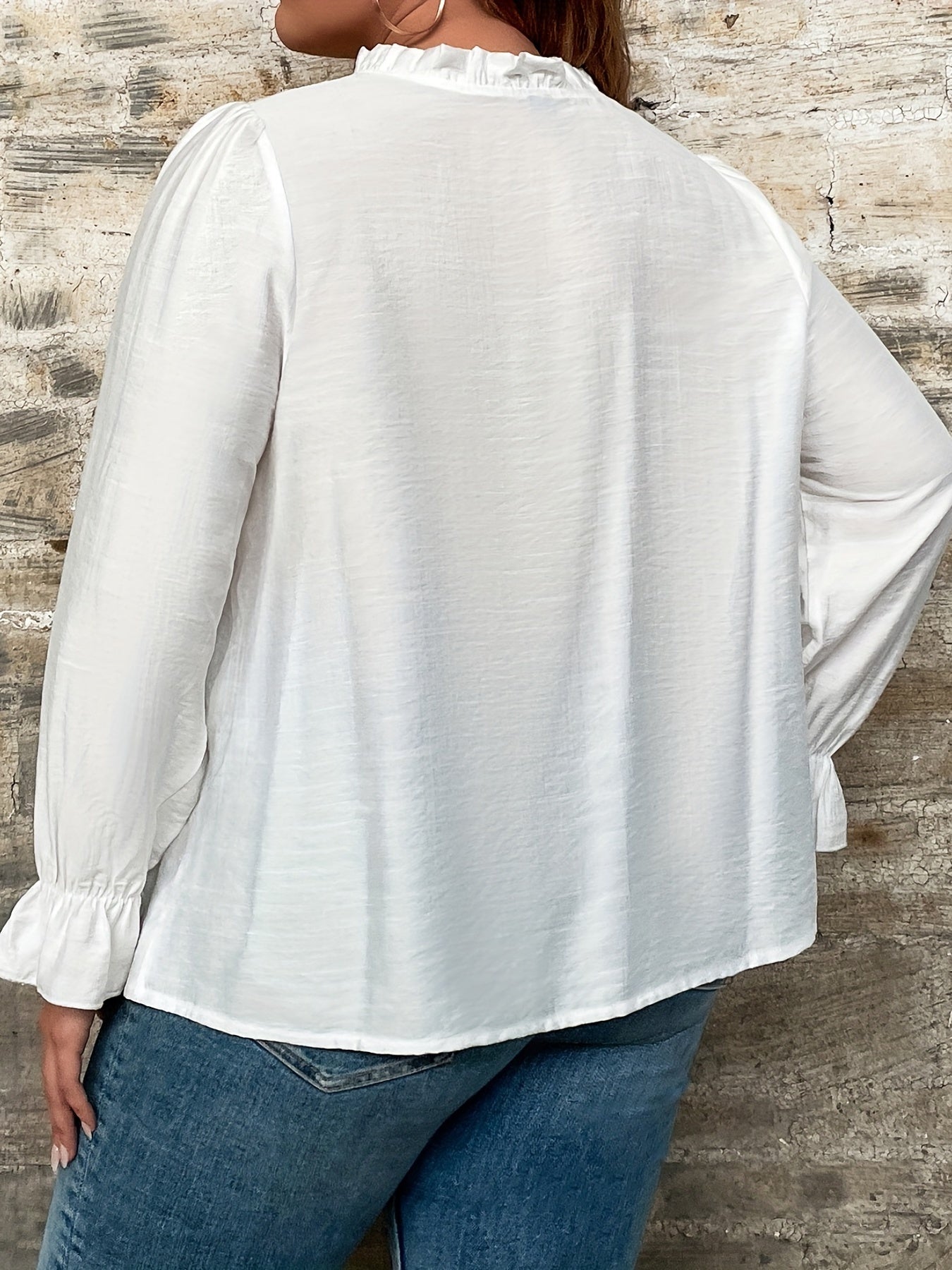  Blouse Women's Solid Eyelet Embroidery Mock Neck Shirt