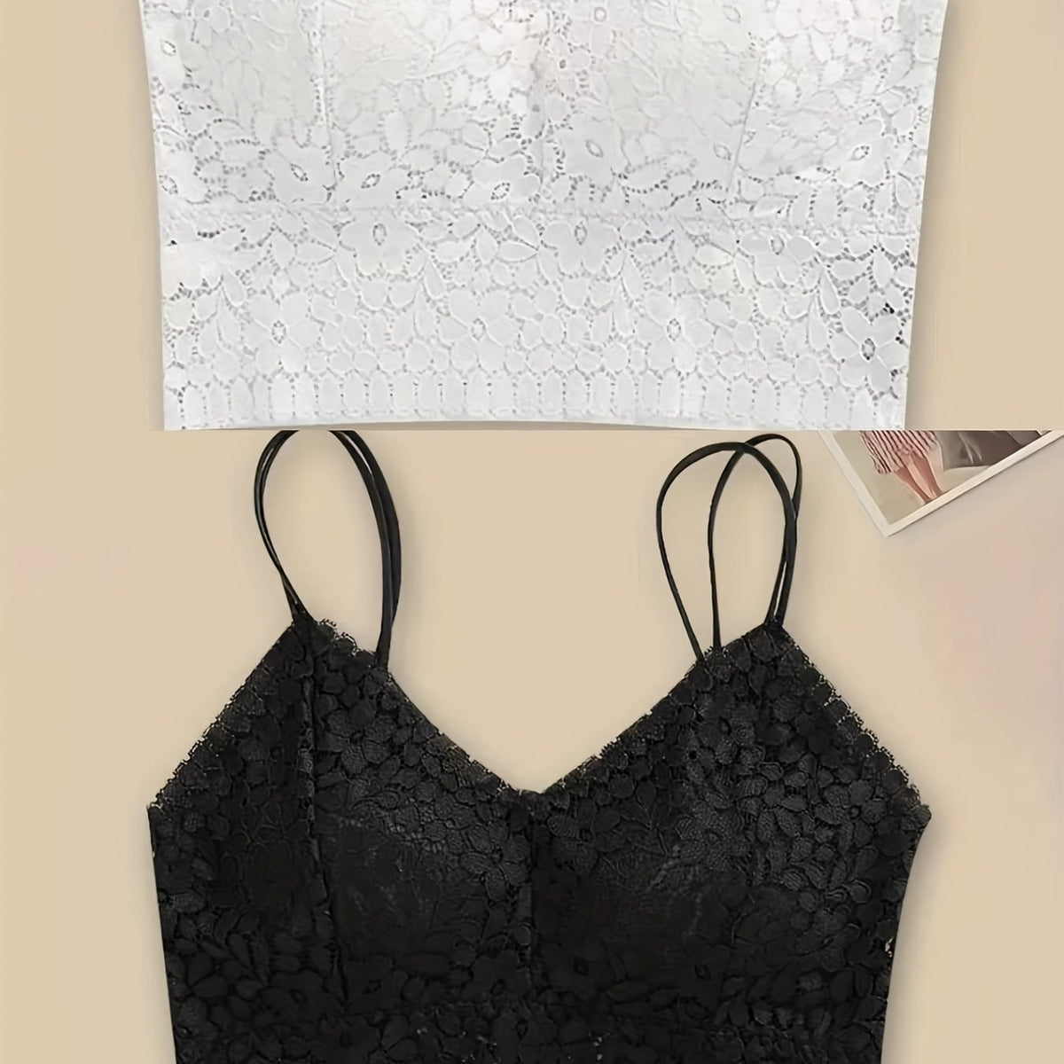 2pcs Lace Wireless Bras Comfy Breathable Double Straps Women's Lingerie