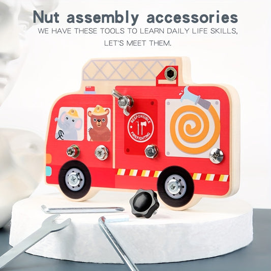 Wooden Screwdriver Fire Truck Toy