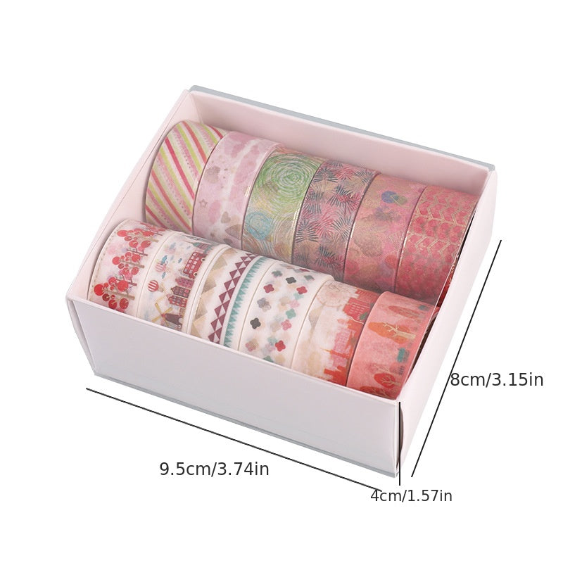 12 Rolls Box Washi Tape Set Decorative Masking Tape For Journaling DIY Crafts