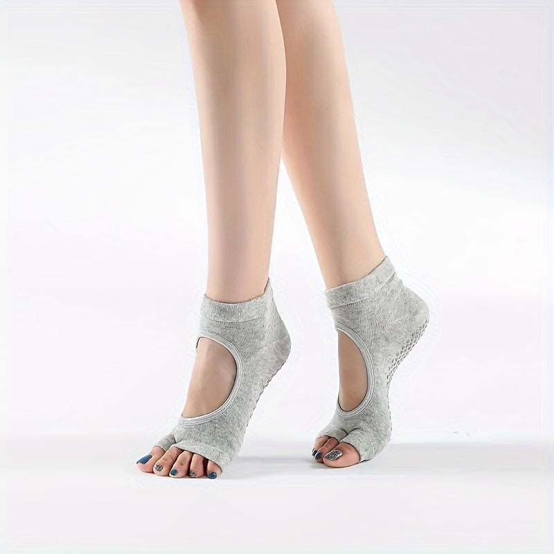 Women's Non-slip Toeless Yoga Socks Breathable Short Tube Dance Training Socks
