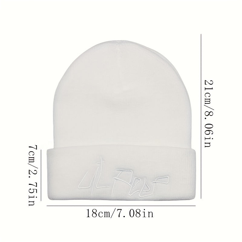 Warm Letter Embroidery Knitted Hat Pullover Beanie