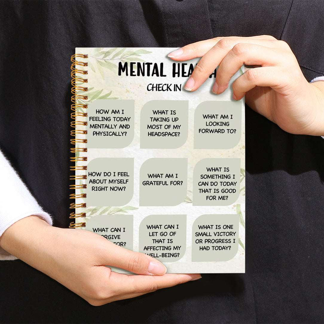Green Mental Health Check In Journal Notebook 50 Pages 13.97x21.08cm