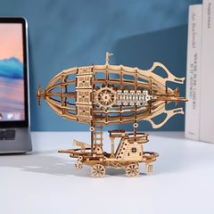 3D Wooden Airship Puzzle DIY Wooden Blimp Model Adult's Toy