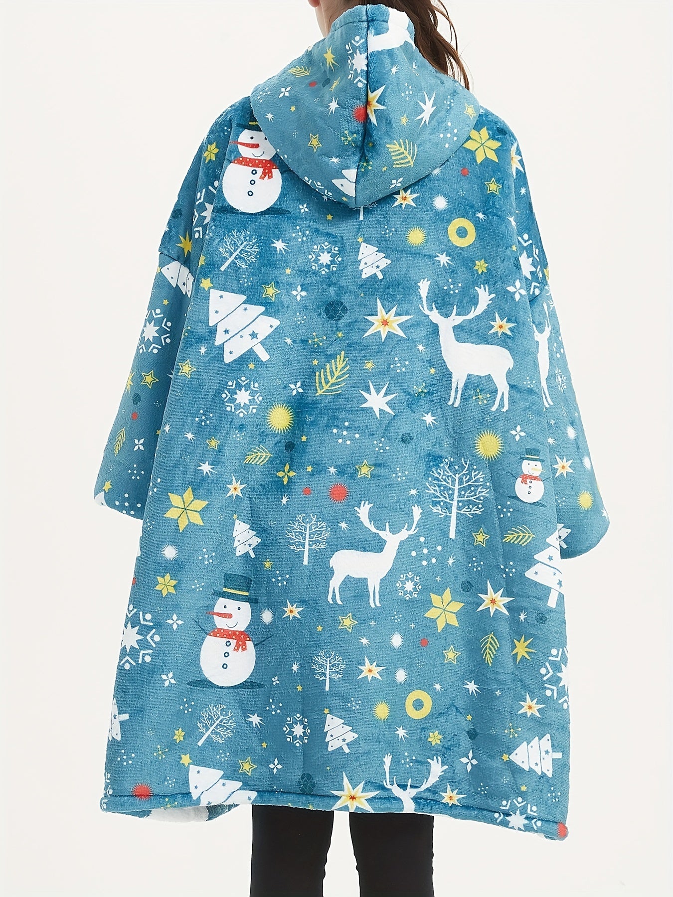  Flannel Sherpa Blanket Hooded Robe Women's Christmas Nightgown