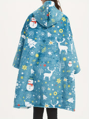  Flannel Sherpa Blanket Hooded Robe Women's Christmas Nightgown