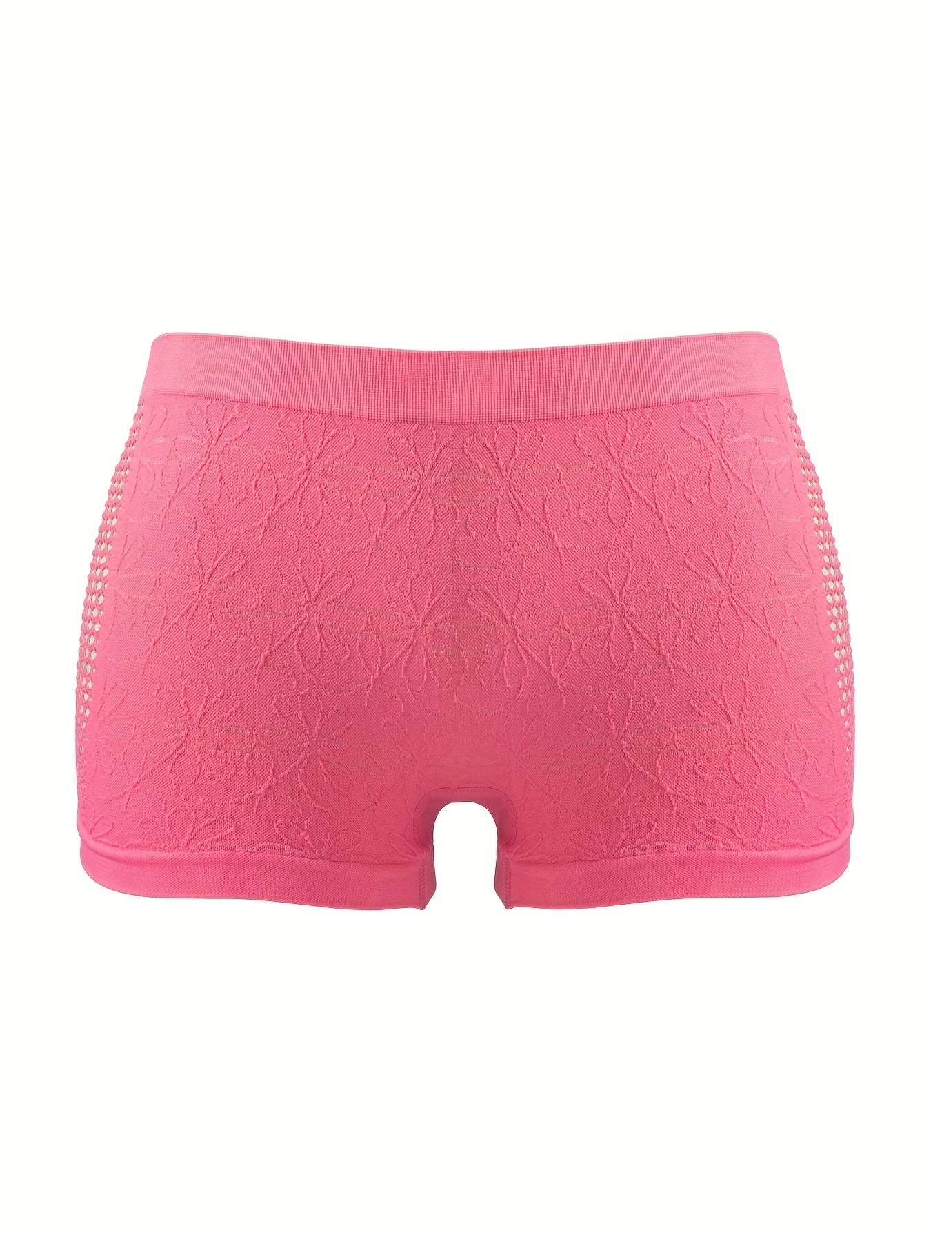 4pcs Floral Textured Boyshort Panties Soft & Comfortable Women's Lingerie
