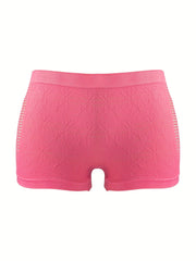 4pcs Floral Textured Boyshort Panties Soft & Comfortable Women's Lingerie