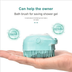 Dog Bath Brush Shampoo Dispenser Brush Pet Massage Silicone