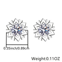 Snowflake Zircon Stud Earrings 18K Plated Wedding Party Jewelry Gift