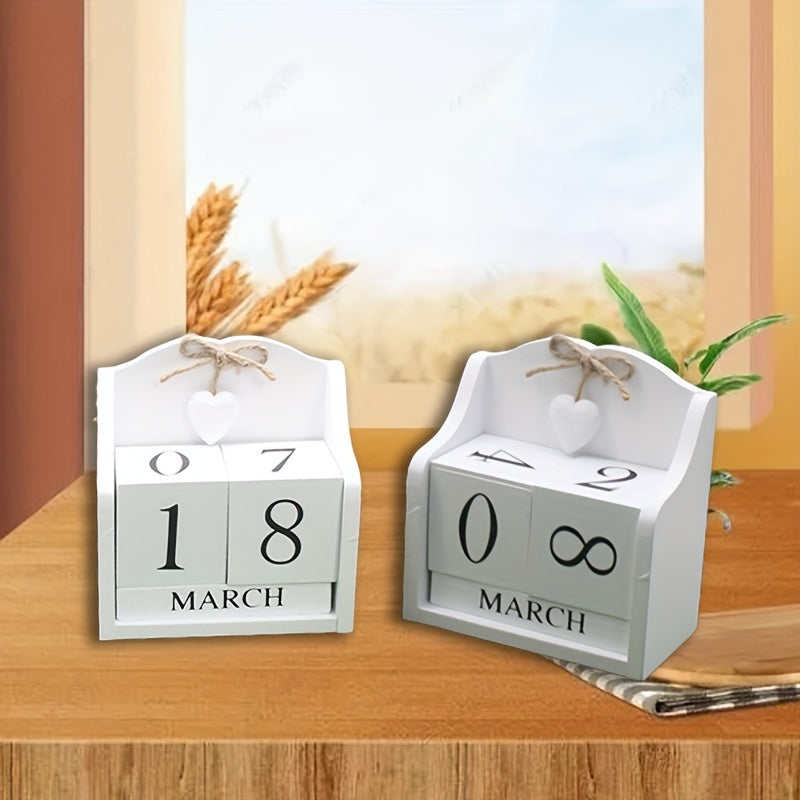 Modern Minimalist Peach Heart Wooden Calendar Decoration for Home and Office
