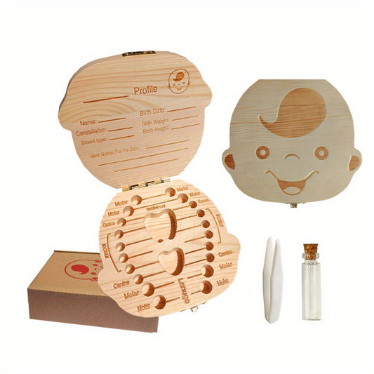 Baby Tooth Box Wooden Teeth Saver Box Children Keepsake Organizer
