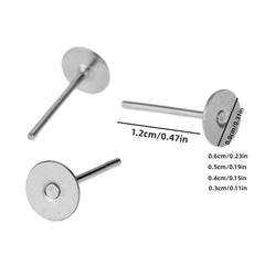 50 Pcs Stainless Steel Post Earring Studs for DIY Jewelry Making