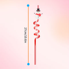 5pcs Christmas Party Straws Santa Snowman Shaped Straws Props Random