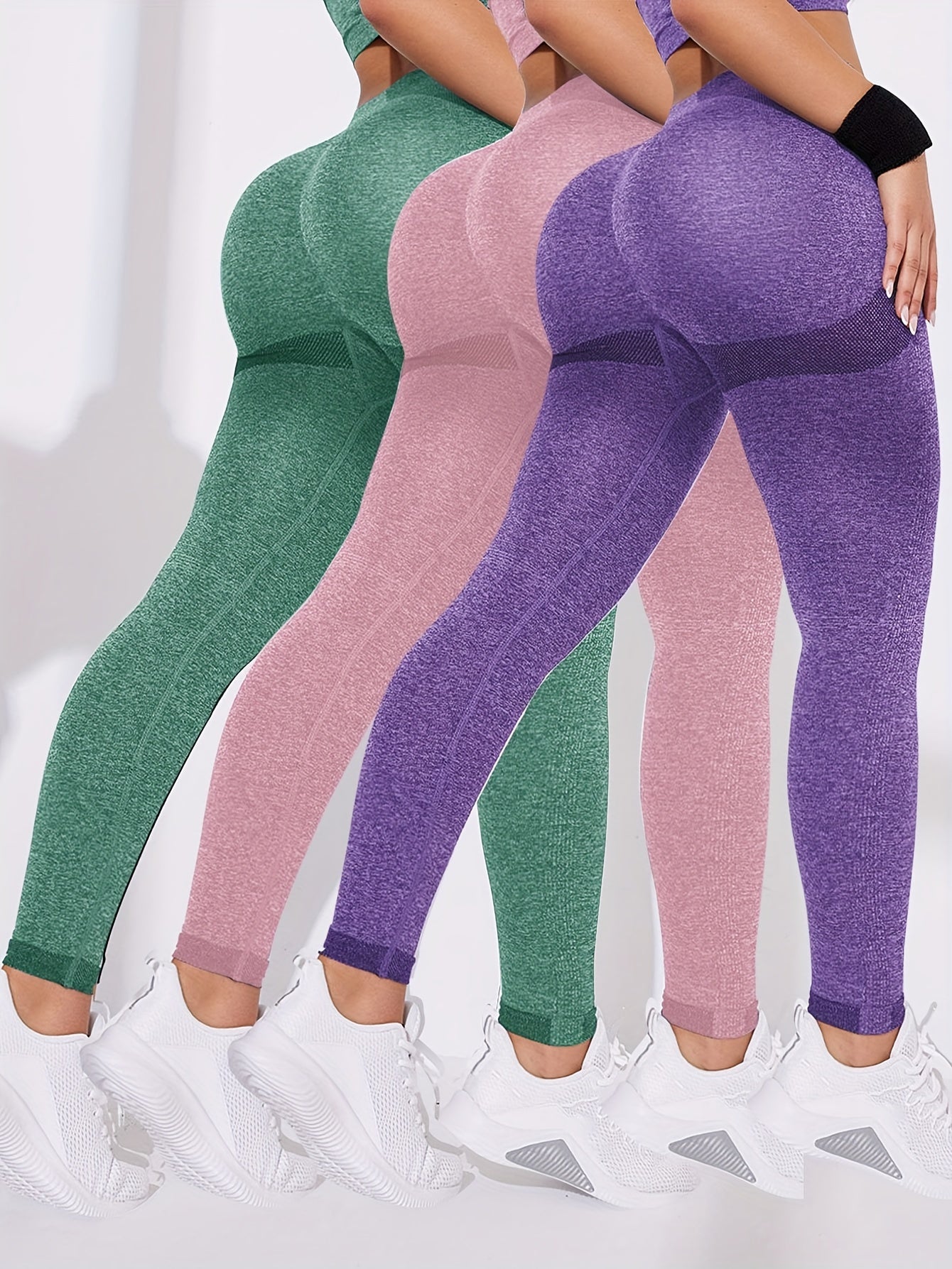 Solid Butt Lifting High Elastic Yoga Leggings Soft Workout Pants