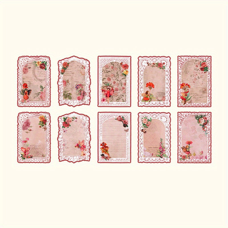 20pcs Flower Fairy Lace Writing Paper Forest Elf Series Retro Decorations