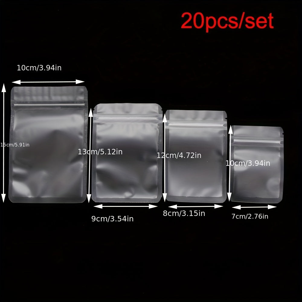20pcs Matte Transparent Zipper Plastic Bag Aluminum Foil Food Pouch
