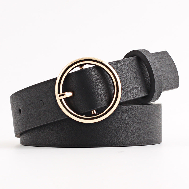 Faux Leather Round Belt Buckle Casual Strong Belt