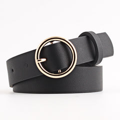 Faux Leather Round Belt Buckle Casual Strong Belt
