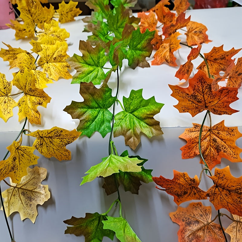 Autumn Maple Leaves and Rattan Door Hanging Decor