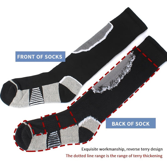 Men's Heated Crew Boot Socks Winter Thermal Ski Socks for Cold Weather