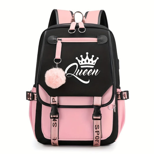 Queen Print Students School Backpack Large Capacity Casual Bag