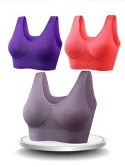 3pcs Comfy Sports Tank Bras No Padding Wireless Intimates Bras