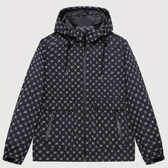 Men's Monogram Lightweight Hooded Windbreaker Jacket Coat