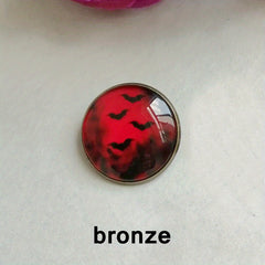 Blood And Bat Glass Brooch Dracula Witchcraft Round Brooch