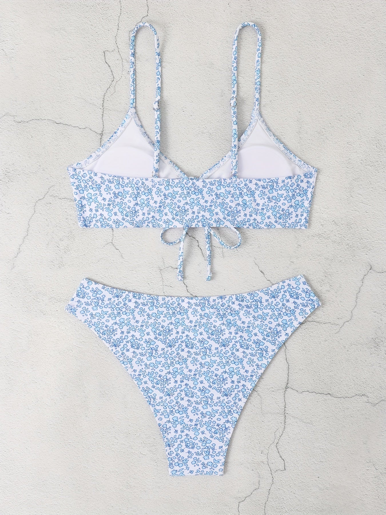Floral Drawstring Bikini Set High Cut Two Piece Swimsuit