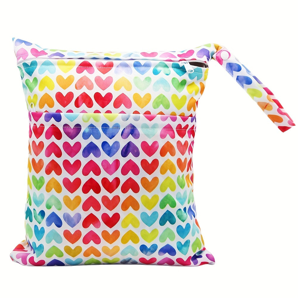 Hearts Prints Wet Bag for Baby Cloth Diapers & Pump