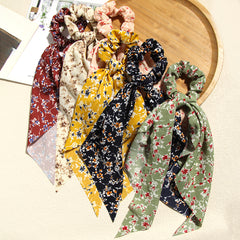 Retro Floral Boho Hair Scarf Scrunchies Ponytail Holder for Women
