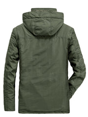 Men's Cargo Jacket Warm Coats Fleece Lined Military Jackets with Hood