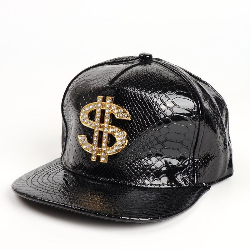 Crocodile Pattern Hat Gold Dollar Sign Hip hop Cap
