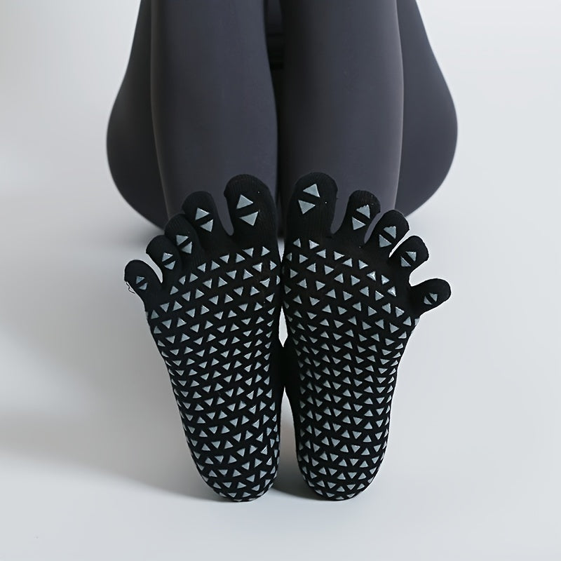 Criss Cross Anti Slip Yoga Socks 5 Toes Towel Bottom