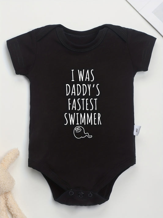 Cotton Baby Onesies Daddy's Fastest Swimmer Letter Print Romper 0-24M