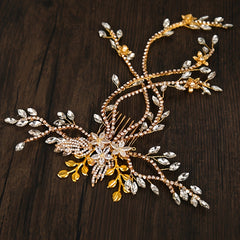 Crystal Bride Wedding Hair Comb Leaf Bridal Headpieces