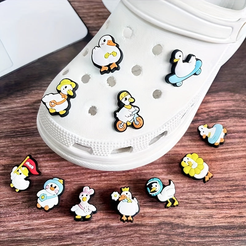 14pcs Little Cartoon Duck Shoe Charm DIY Sandals Decoration Clogs Shoe Buckle