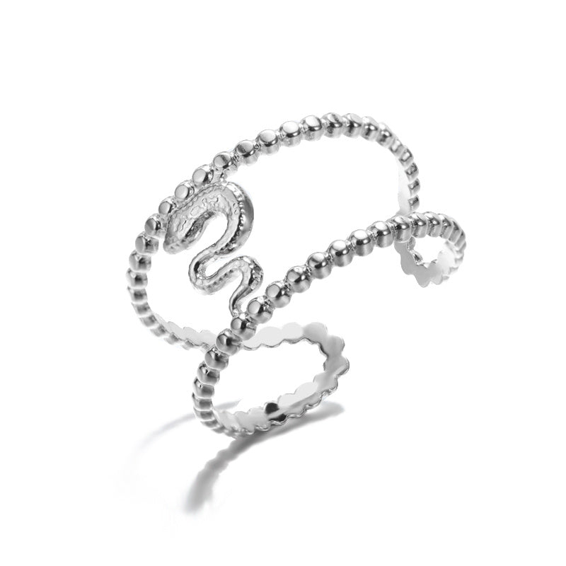 Stainless Steel Open Adjustable Ring Women's Irregular Ring