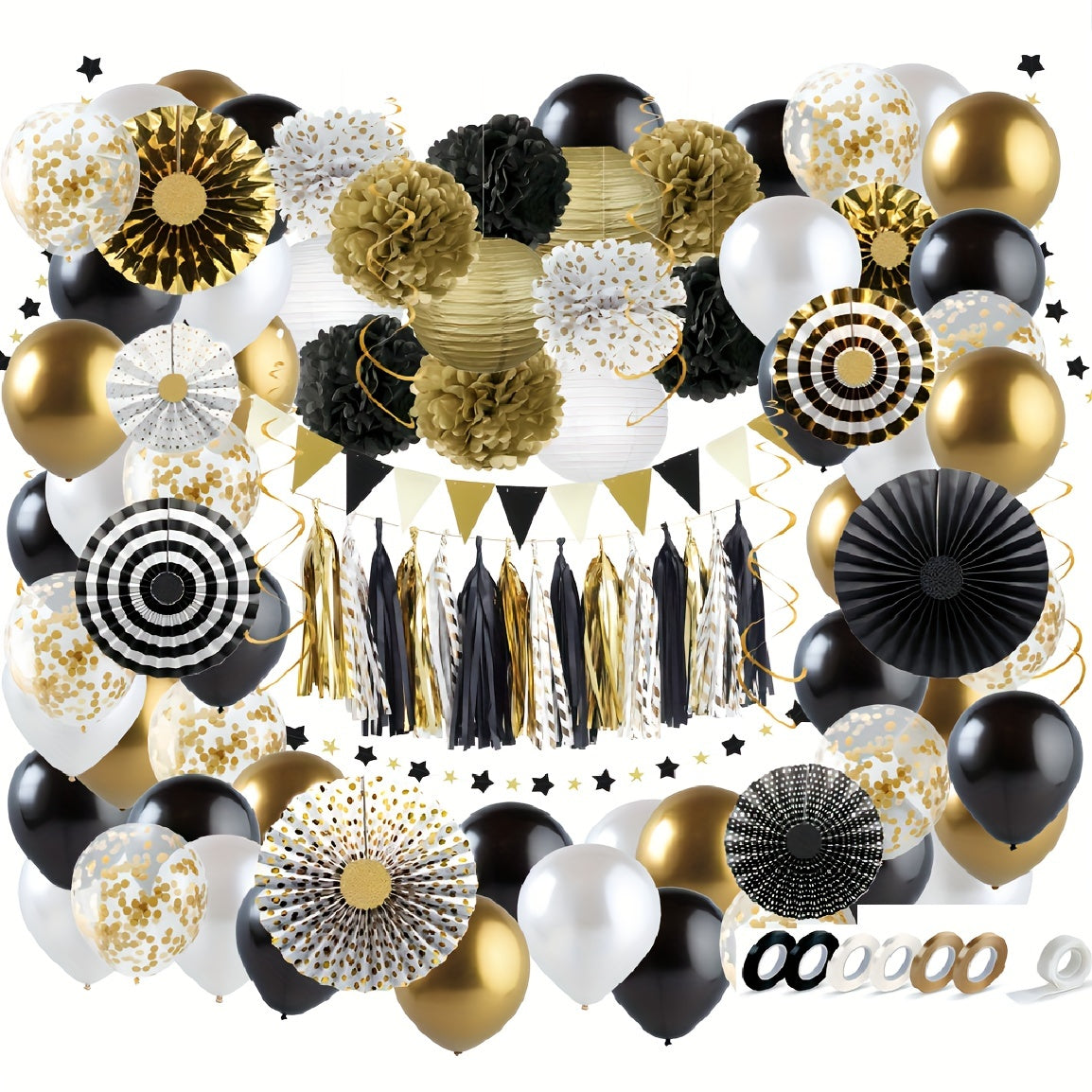 88pcs Golden Party Decor Set Birthday Decorations