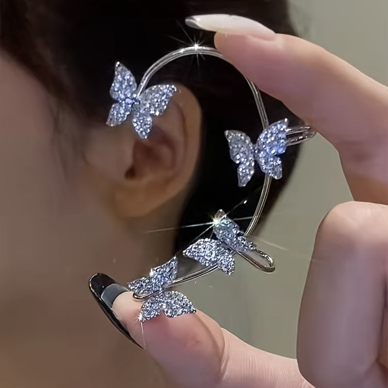 Sparkle Butterfly Ear Clip Temperament Jewelry For Women Girls