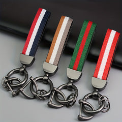Men's Striped Nylon Ribbon Keychain Pendant