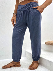 Women's Plus Tummy Control Jogger Trousers With Pockets
