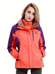 Women's 3-in-1 Ski Jacket Waterproof Thermal Hooded Winter Jacket