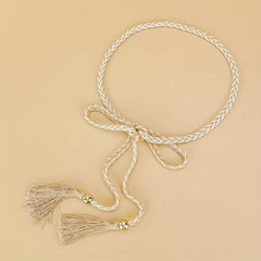 Women's Tassel Skinny Chain Belts Casual Dress Belts Woven Rope Belts