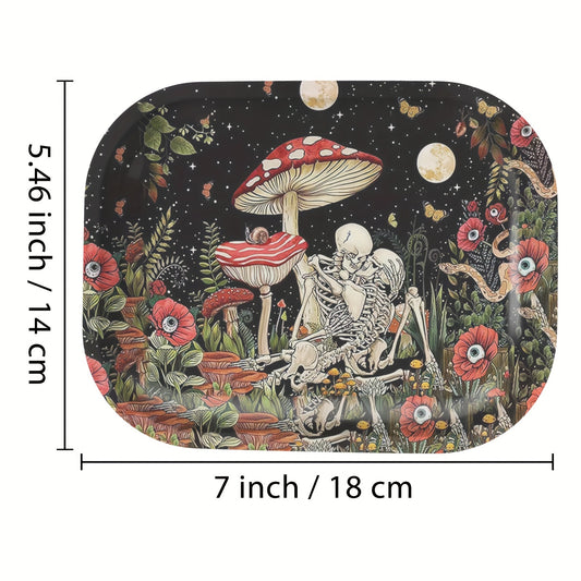2pcs Creative Pattern Rolling Tray Metal Rolling Tray Wake Up Tray