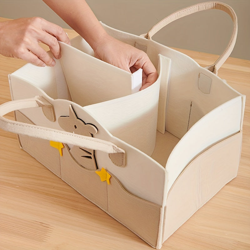 Large Capacity Felt Diaper Bag Portable Tote Handle Compartment Storage
