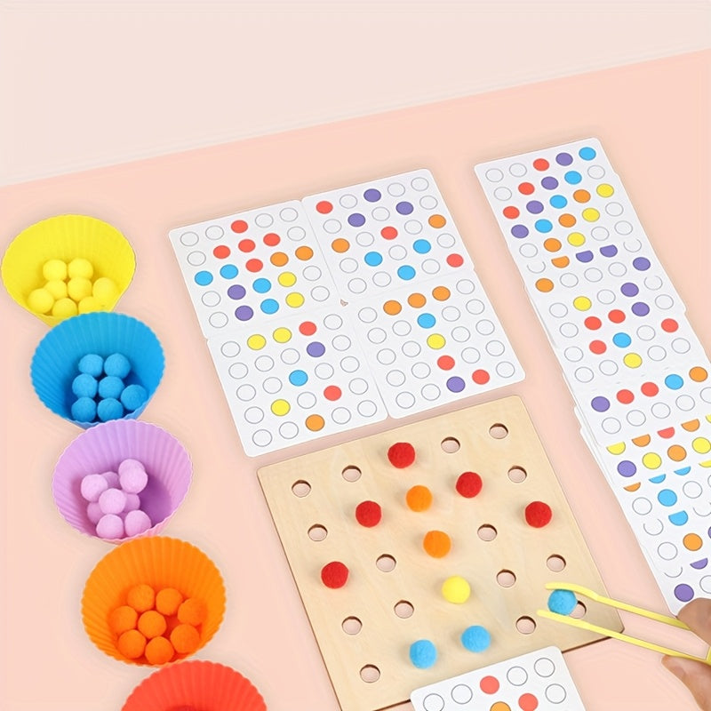 Colorful Pom Pom Bead Toys for Children - Educational Play Set