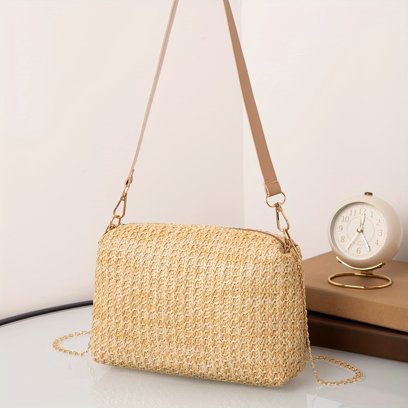 Casual Woven Handbag Solid Daily Shoulder & Crossbody Bag